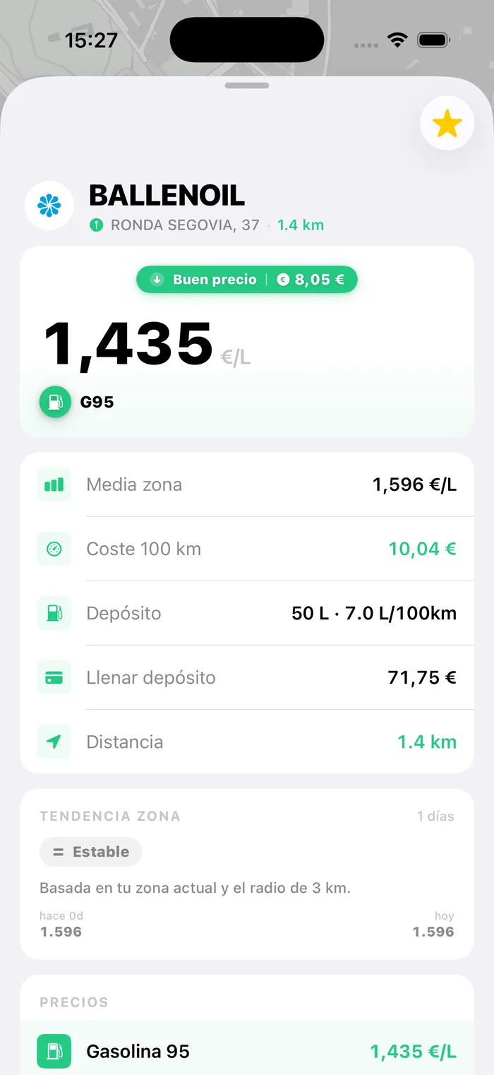 Detalle de estación con el ahorro